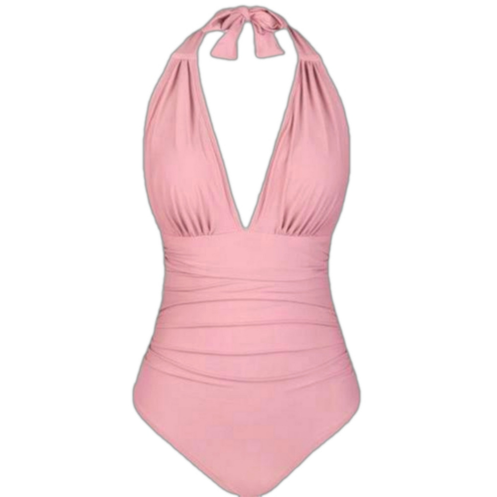 Cupshe Halter Ruched One-Piece Swimsuit NWT – Dusty Rose – Size Small